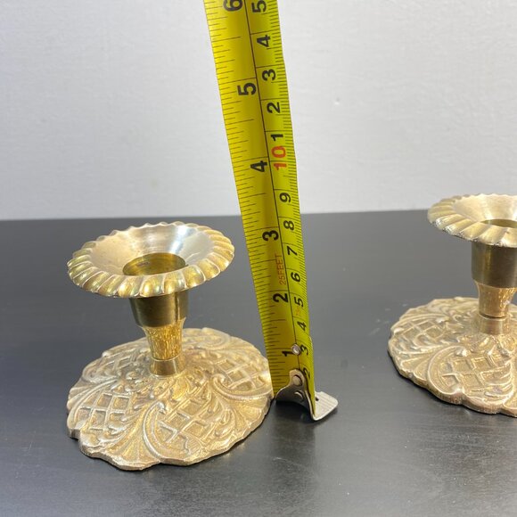 Vintage Brass Ornate Candlestick, set of 2, Vintage Decorative Candle Holder, Di - Picture 6 of 10